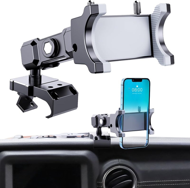 DIAMOOKY Upgraded Metal Phone Mount for Jeep Wrangler JL JLU 2018-2023 and Gladiator JT 2020 2021 2022 2023 Phone Holder Dash Mount System Kit Dashboard Accessories Passenger Side (Not for 4xe) - Image 1